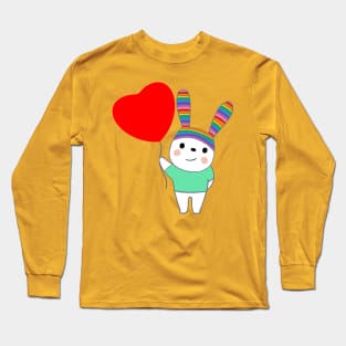 Lovely Bunny with Love Balloon Long Sleeve T-Shirt